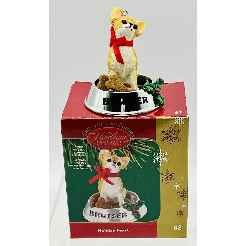 Carlton Cards Bruiser‎ Chihuahua Dog Ornament Heirloom Holiday Feast Christmas